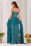 Shop_Damoiselle_Teal Net, Shantoon, Georgette Sequins, Aqua Serene Embroidered Pencil Skirt Set _at_Aza_Fashions