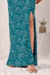 Shop_Damoiselle_Teal Net, Shantoon, Georgette Sequins, Aqua Serene Embroidered Pencil Skirt Set 