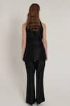 Shop_Shagufta_Black Silk Embroidery, Metallic Thread Halter Work Top And Bell Bottom Pant Set _at_Aza_Fashions