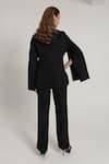 Shop_Shagufta_Black Silk Embroidery Cape Sleeve Blazer And Pant Set _at_Aza_Fashions