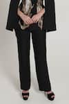 Buy_Shagufta_Black Silk Embroidery Cape Sleeve Blazer And Pant Set _Online_at_Aza_Fashions