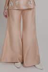 Buy_Shagufta_Peach Chanderi Embroidery Round Neck Thread Top And Pant Set _Online_at_Aza_Fashions