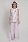 Buy_Shagufta_Lavender Chanderi Embroidery, Sequins, Beads Halter Neck, Round Top And Pant Set _at_Aza_Fashions