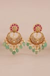 Shop_Smars Jewelry_Gold Plated Stones, Pearls, Antique Work Chandbalis Earrings _at_Aza_Fashions