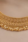 Smars Jewelry_Gold Plated Pearls, Beads Antique Drop Choker And Chandbalis Set _Online_at_Aza_Fashions