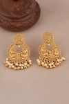 Shop_Smars Jewelry_Gold Plated Pearls, Beads Antique Drop Choker And Chandbalis Set _Online_at_Aza_Fashions