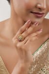 Buy_Smars Jewelry_Gold Plated Stones Embellished Antique Adjustable Ring _at_Aza_Fashions