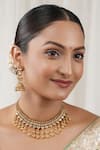Buy_Smars Jewelry_Gold Plated Stones, Pearls Kundan Antique Layered Choker Necklace Set _at_Aza_Fashions