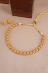 Shop_Smars Jewelry_Gold Plated Beads Floral Carved Antique Choker Set _at_Aza_Fashions