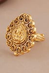 Buy_Smars Jewelry_Gold Plated Maa Lakshmi Carved Antique Temple Ring _Online_at_Aza_Fashions