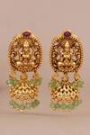 Buy_SMARS JEWELRY_Gold Plated Beads, Stones Maa Lakshmi Carved Brooch Antique Temple Necklace Set _Online_at_Aza_Fashions