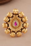 Shop_Smars Jewelry_Gold Plated Stones Embellished Adjustable Antique Ring _at_Aza_Fashions