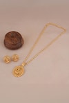 SMARS JEWELRY_Gold Plated Maa Lakshmi Carved Antique Pendant Necklace Set _Online_at_Aza_Fashions