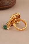 Smars Jewelry_Gold Plated Gemstones, Pearls, Elephant Carved Antique Ring _Online_at_Aza_Fashions