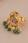 Buy_Smars Jewelry_Gold Plated Gemstones, Pearls, Elephant Carved Antique Ring _Online_at_Aza_Fashions