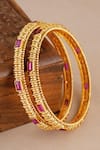 Buy_Smars Jewelry_Gold Plated Stones Antique Carved Ruby Studded Pair Of Bangles _Online_at_Aza_Fashions