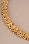 Shop_SMARS JEWELRY_Gold Plated Beads Antique Oval Shaped Carved Motif Choker Set _Online_at_Aza_Fashions