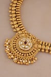 Shop_Smars Jewelry_Gold Plated Stones, Pearls Antique Floral Kundan Choker Set _Online_at_Aza_Fashions