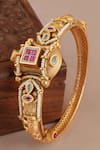 Shop_Smars Jewelry_Gold Plated Stones, Beads Antique Embellished Bangle _at_Aza_Fashions