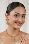 Buy_Smars Jewelry_Gold Plated Stones, Pearls Antique Work Pendant Necklace Set _at_Aza_Fashions