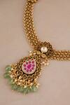 Shop_Smars Jewelry_Gold Plated Stones, Pearls Antique Work Pendant Necklace Set _Online_at_Aza_Fashions
