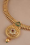 Shop_Smars Jewelry_Gold Plated Stones, Beads Rajwadi Antique Pendant Necklace Set _Online_at_Aza_Fashions