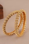 Shop_Smars Jewelry_Gold Plated Beads Antique Intricate Carved Pair Of Bangles _at_Aza_Fashions