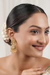 Buy_Smars Jewelry_Gold Plated Stones, Pearls Antique Carved Kundan Dangler Earrings _at_Aza_Fashions