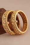 Buy_Smars Jewelry_Gold Plated Stones, Beads Antique Floral Carved Pair Of Bangles _Online_at_Aza_Fashions