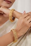 Buy_Smars Jewelry_Gold Plated Stones, Beads Antique Floral Carved Pair Of Bangles _at_Aza_Fashions
