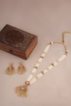 Shop_Smars Jewelry_Gold Plated Pearls, Stones Antique Rajwadi Necklace Set _at_Aza_Fashions