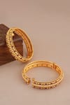 Smars Jewelry_Gold Plated Stones Antique Ruby Studded Pair Of Bangles _Online_at_Aza_Fashions