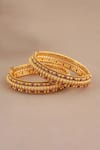 Shop_Smars Jewelry_Gold Plated Stones Antique Ruby Studded Pair Of Bangles _at_Aza_Fashions
