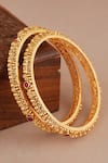 Shop Smars Jewelry Gold Plated Stones, Gemstones, Rhinestones Antique Ruby Studded Pair Of Bangles at Aza Fashions Shop_Smars Jewelry_Gold Plated Stones, Gemstones, Rhinestones Antique Ruby Studded Pair Of Bangles _at_Aza_Fashions