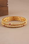 Buy_Smars Jewelry_Gold Plated Stones, Gemstones, Rhinestones Antique Ruby Studded Pair Of Bangles _Online_at_Aza_Fashions