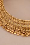 Smars Jewelry_Gold Plated Beads Antique Carved Traditional Choker Necklace Set _Online_at_Aza_Fashions