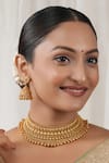Buy_Smars Jewelry_Gold Plated Beads Antique Carved Traditional Choker Necklace Set _at_Aza_Fashions