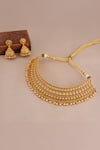 Shop_Smars Jewelry_Gold Plated Beads Antique Carved Traditional Choker Necklace Set _at_Aza_Fashions