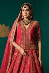 Shop_Niloufer By Aasif Ally_Red Silk, Tissue Embroidery, Zari, Cut Cutdana Heavy Handwork Bridal Lehenga Set _at_Aza_Fashions
