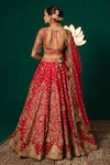 Shop Niloufer By Aasif Ally Red Silk Embroidery, Stones, Zari Zardozi Handwork Bridal Lehenga Set at Aza Fashions Shop_Niloufer By Aasif Ally_Red Silk Embroidery, Stones, Zari Zardozi Handwork Bridal Lehenga Set _at_Aza_Fashions