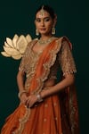 Niloufer By Aasif Ally Orange Tissue, Shantoon Beads, Sequins, Zari, Zardozi And Handwork Lehenga Set Online at Aza Fashions Niloufer By Aasif Ally_Orange Tissue, Shantoon Beads, Sequins, Zari, Zardozi And Handwork Lehenga Set _Online_at_Aza_Fashions