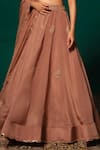 Buy_Niloufer By Aasif Ally_Brown Chinon, Tissue Sequins, Embroidery, Stones Sweetheart Butta Lehenga Set _Online_at_Aza_Fashions