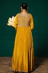 Shop Niloufer By Aasif Ally Yellow Crepe Sequins, Stones, Embroidery V-neck Long Cape And Skirt Set at Aza Fashions Shop_Niloufer By Aasif Ally_Yellow Crepe Sequins, Stones, Embroidery V-neck Long Cape And Skirt Set _at_Aza_Fashions