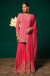 Buy Niloufer By Aasif Ally Pink Chinon, Tissue Sequins, Stones, Intricate Embroidered Kurta Sharara Set Online at Aza Fashions Buy_Niloufer By Aasif Ally_Pink Chinon, Tissue Sequins, Stones, Intricate Embroidered Kurta Sharara Set _Online_at_Aza_Fashions