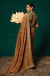Shop_Niloufer By Aasif Ally_Brown Tissue Sequins, Embroidery, Stones, Zari, Beads Shimmer Saree With Blouse _Online_at_Aza_Fashions