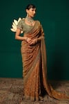Buy_Niloufer By Aasif Ally_Brown Tissue Sequins, Embroidery, Stones, Zari, Beads Shimmer Saree With Blouse 