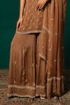 Buy_Niloufer By Aasif Ally_Brown Tissue Embroidery, Sequins, Stones, Antique Hand Work Kurta Sharara Set _Online_at_Aza_Fashions