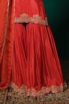 Buy_Niloufer By Aasif Ally_Red Chinon Sequins, Beads V-neck Scattered Embroidered Kurta Sharara Set 
