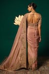 Shop_Niloufer By Aasif Ally_Rose Gold Tissue Zari, Sequins, Embroidery Antique Hand Work Saree With Blouse _at_Aza_Fashions
