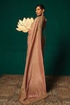 Buy_Niloufer By Aasif Ally_Rose Gold Tissue Zari, Sequins, Embroidery Antique Hand Work Saree With Blouse _Online_at_Aza_Fashions